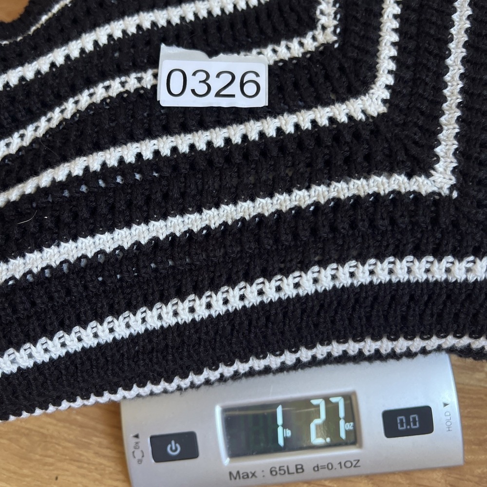 Gap Open Knit Crochet Sweater Dress Sz L Petite Black White Summer‎ Cover Up - Picture 10 of 11